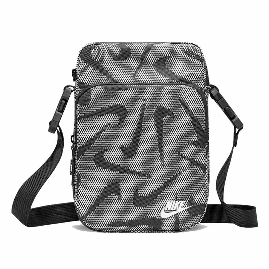 Túi Đeo Chéo Nam Nike Heritage Lenti Swoosh Cross Body Bag DQ5738-010 Màu Xám Đen