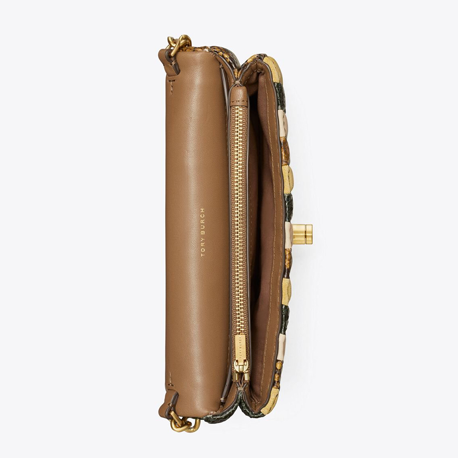 Ví Nữ Tory Burch Kira Chevron Stripe Chain Wallet Phối Màu