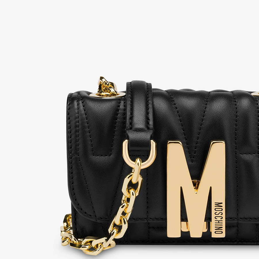 Túi Đeo Chéo Nữ Moschino Mini Quilted Bag With Shoulder Strap Màu Đen