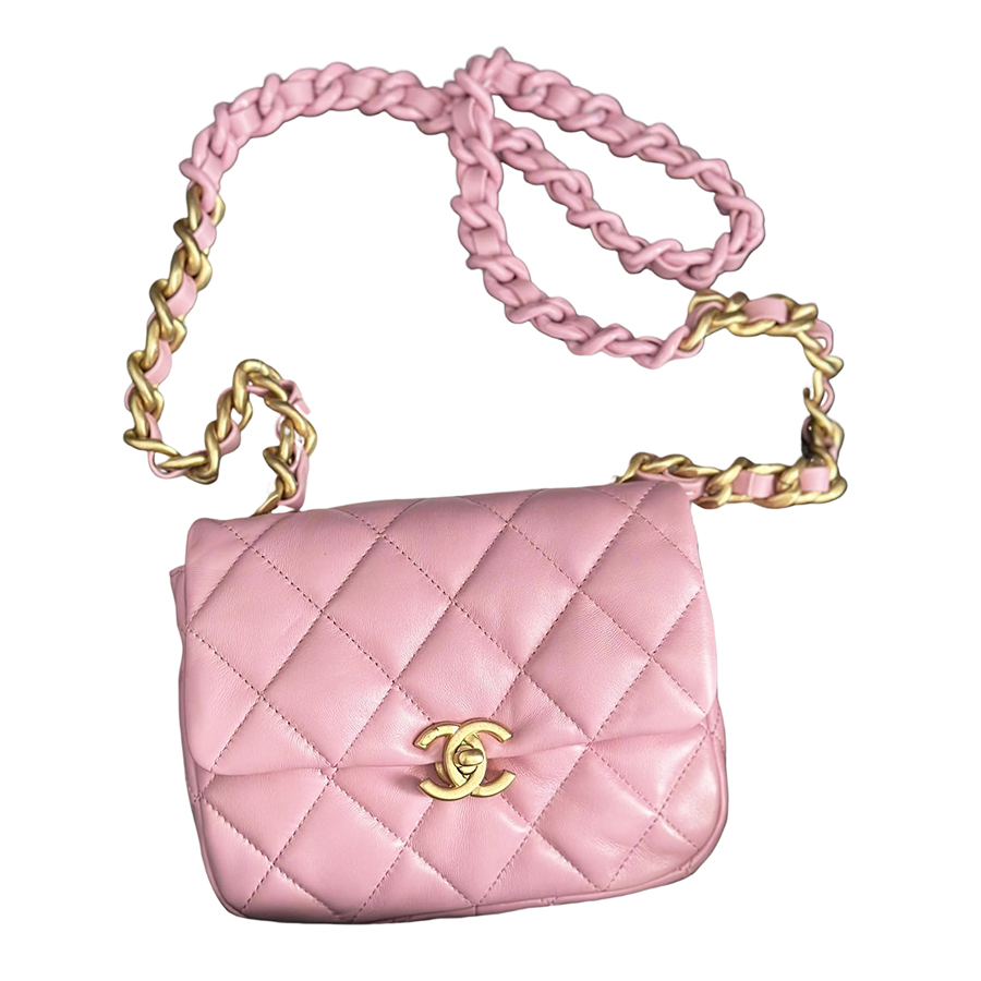 Túi Đeo Chéo Nữ Chanel Matelasse Single Chain Leather Shoulder Bag Pink Màu Hồng