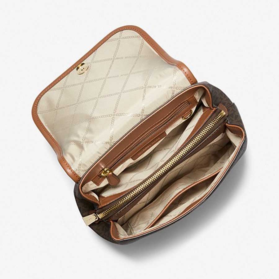 Balo Nữ Michael Kors MK Harrison Medium Logo Backpack 30S3G8HB2B Màu Nâu Đen