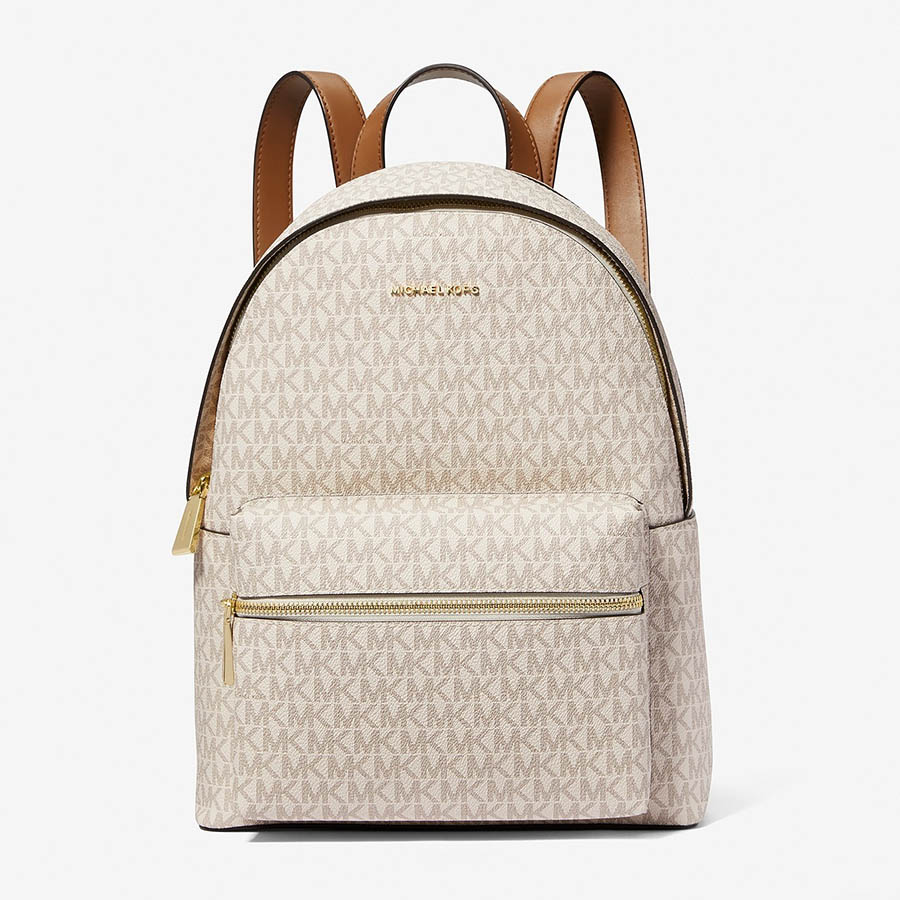 Balo Nữ Michael Kors MK 30S3GYDB6B Sally Medium 2-In-1 Logo and Faux Leather Backpack Vanilla Màu Trắng