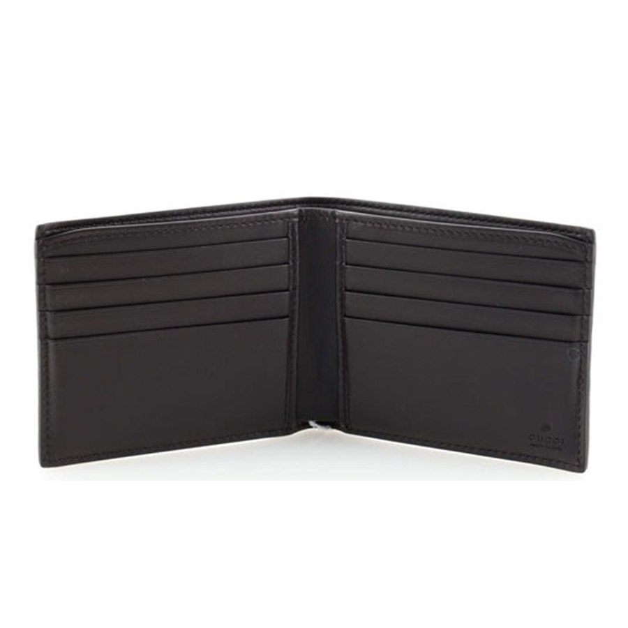 Ví Nam Gucci Bee Web Bifold Wallet GG Coated Canvas Màu Nâu Be