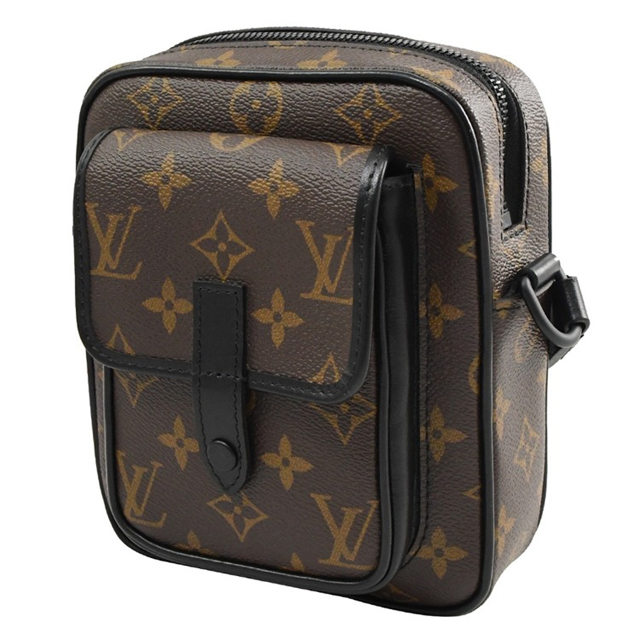 Túi Đeo Chéo Nam Louis Vuitton LV M69404 Christopher Classic Monogram Canvas Zipper Crossbody Bag Màu Đen Nâu