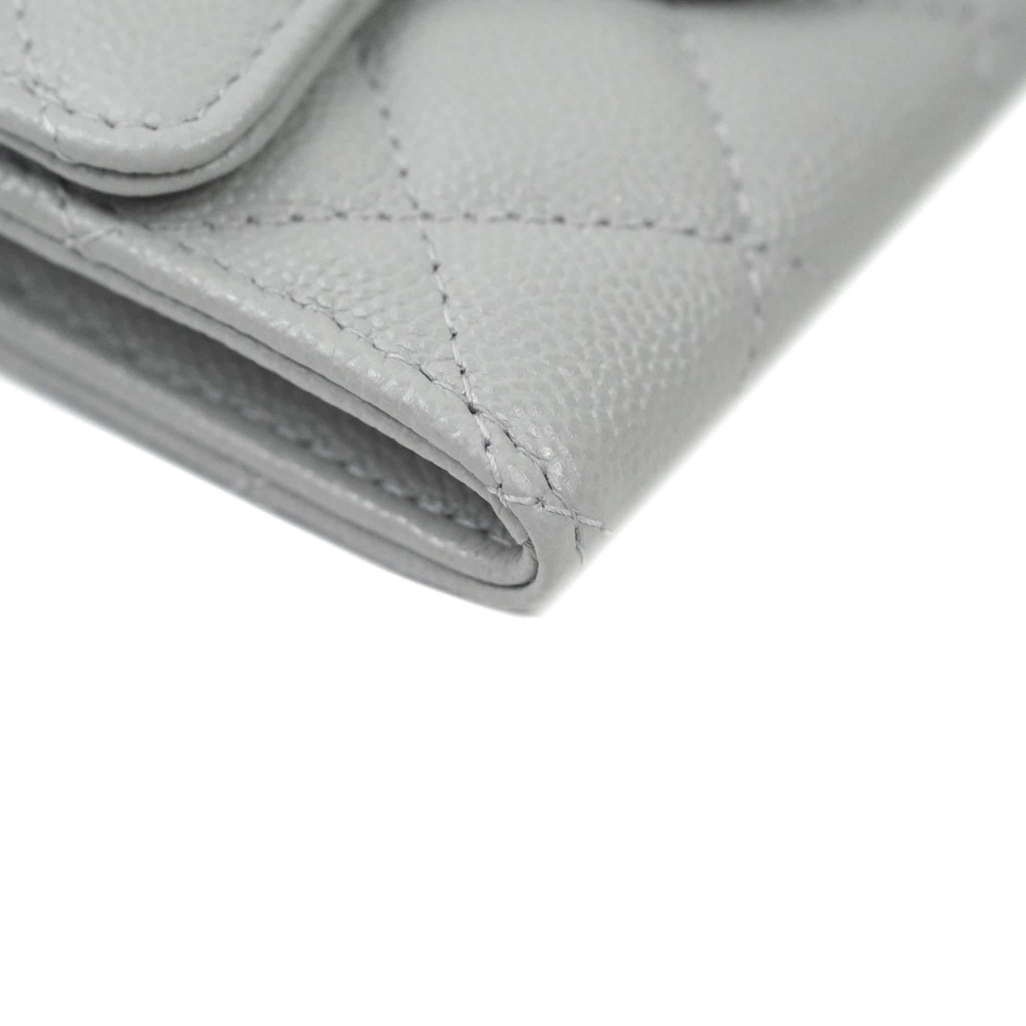 Ví Chanel Classic Caviar Quilted Flap Card Holder Grey Gold Hardware Màu Xám