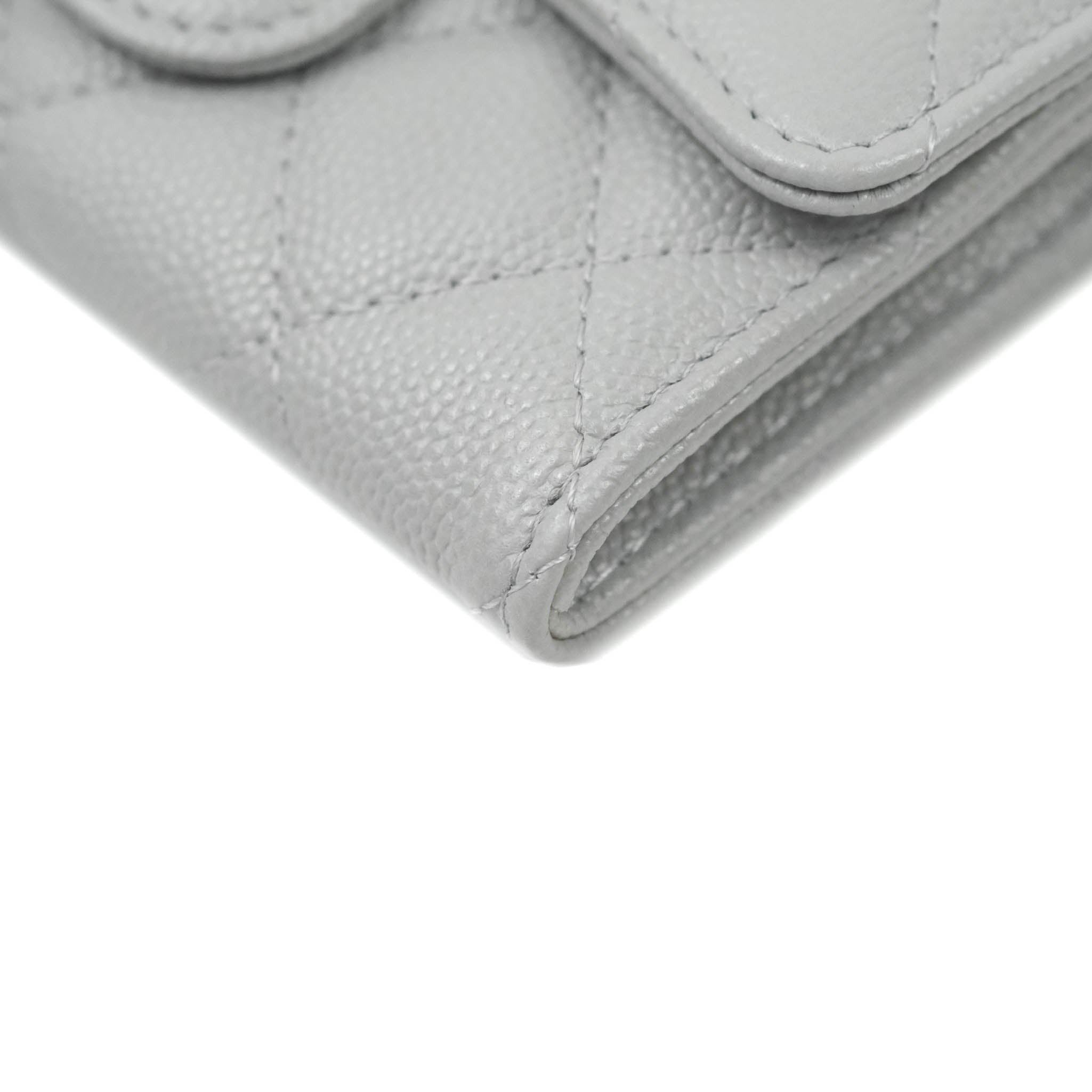 Ví Chanel Classic Caviar Quilted Flap Card Holder Grey Gold Hardware Màu Xám