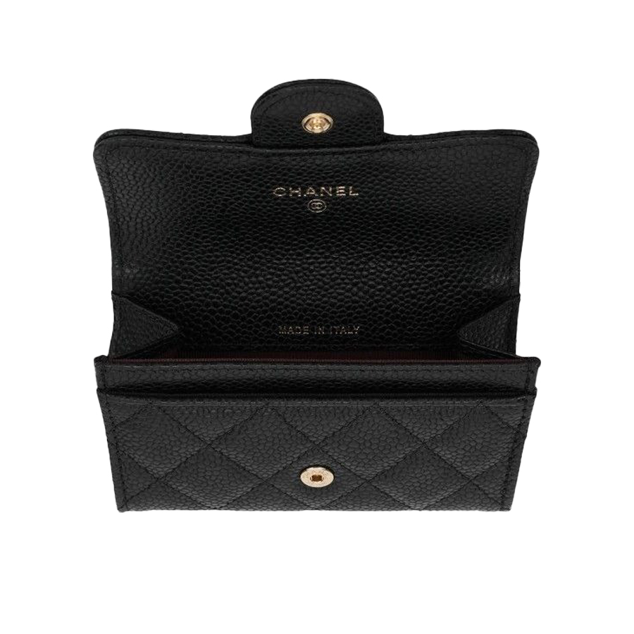 Ví Chanel Classic Card Holder Grained Calfskin Gold Black AP0214-Y01864-C3906 Màu Đen