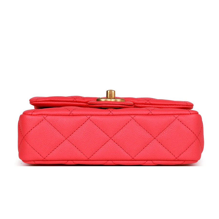 Túi Đeo Chéo Nữ Chanel Mini Flap Bag Pink Caviar Antique Gold Hardware Màu Đỏ Hồng