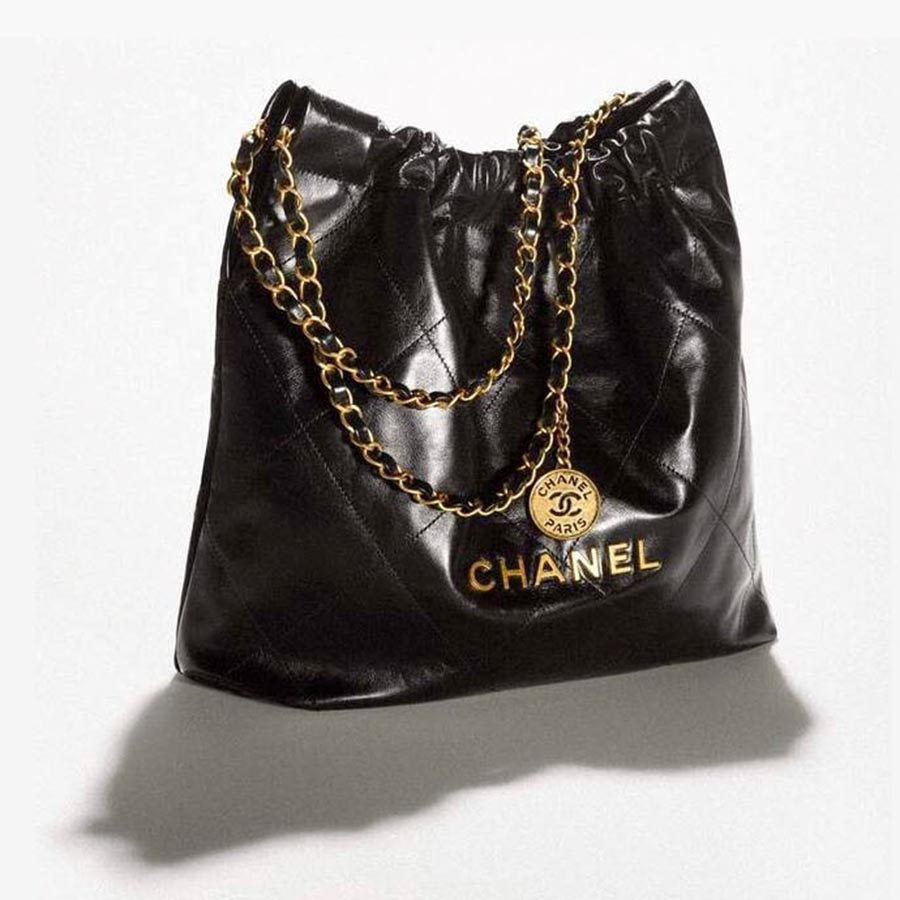 Túi Đeo Chéo Nữ Chanel 22 Shiny Calfskin Gold Tone Metal Black Small AS3980 B08037 94305 Màu Đen