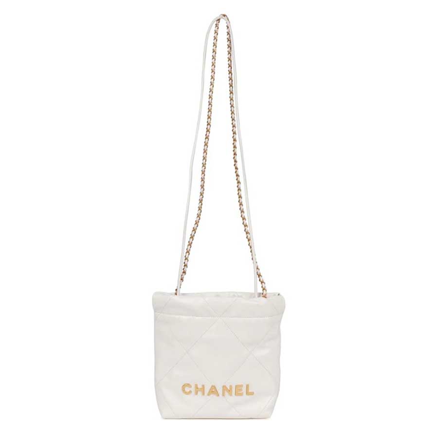 Túi Đeo Chéo Nữ Chanel Mini 22 Bag White Calfskin Gold Hardware Màu Trắng