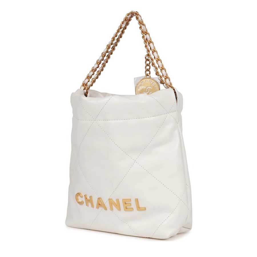 Túi Đeo Chéo Nữ Chanel Mini 22 Bag White Calfskin Gold Hardware Màu Trắng