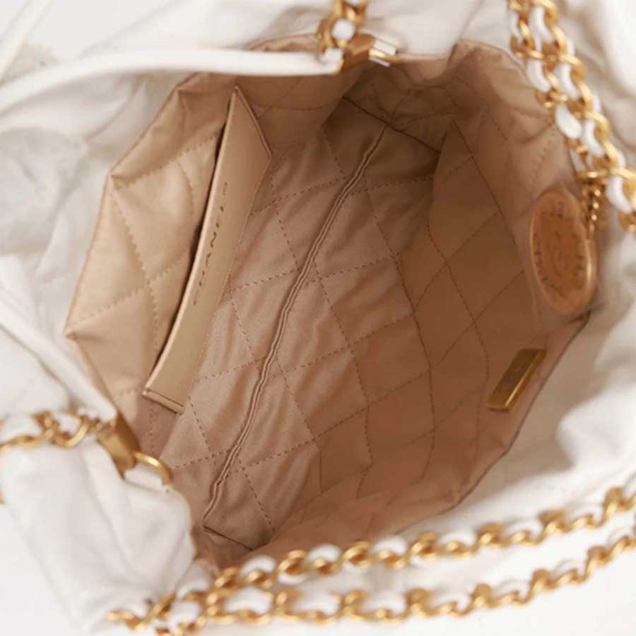 Túi Đeo Chéo Nữ Chanel Mini 22 Bag White Calfskin Gold Hardware Màu Trắng