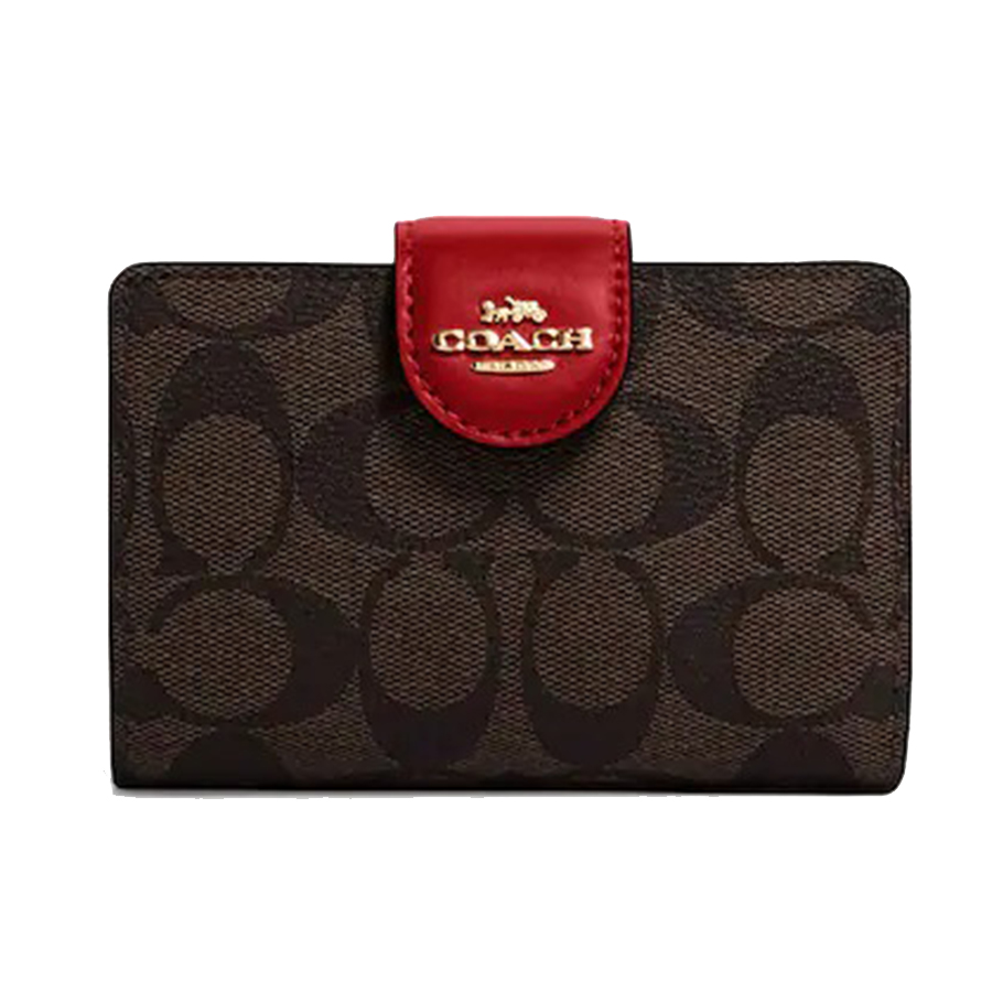 Ví Nữ Coach C0082 Corner Zip Wallet Màu Nâu Đỏ