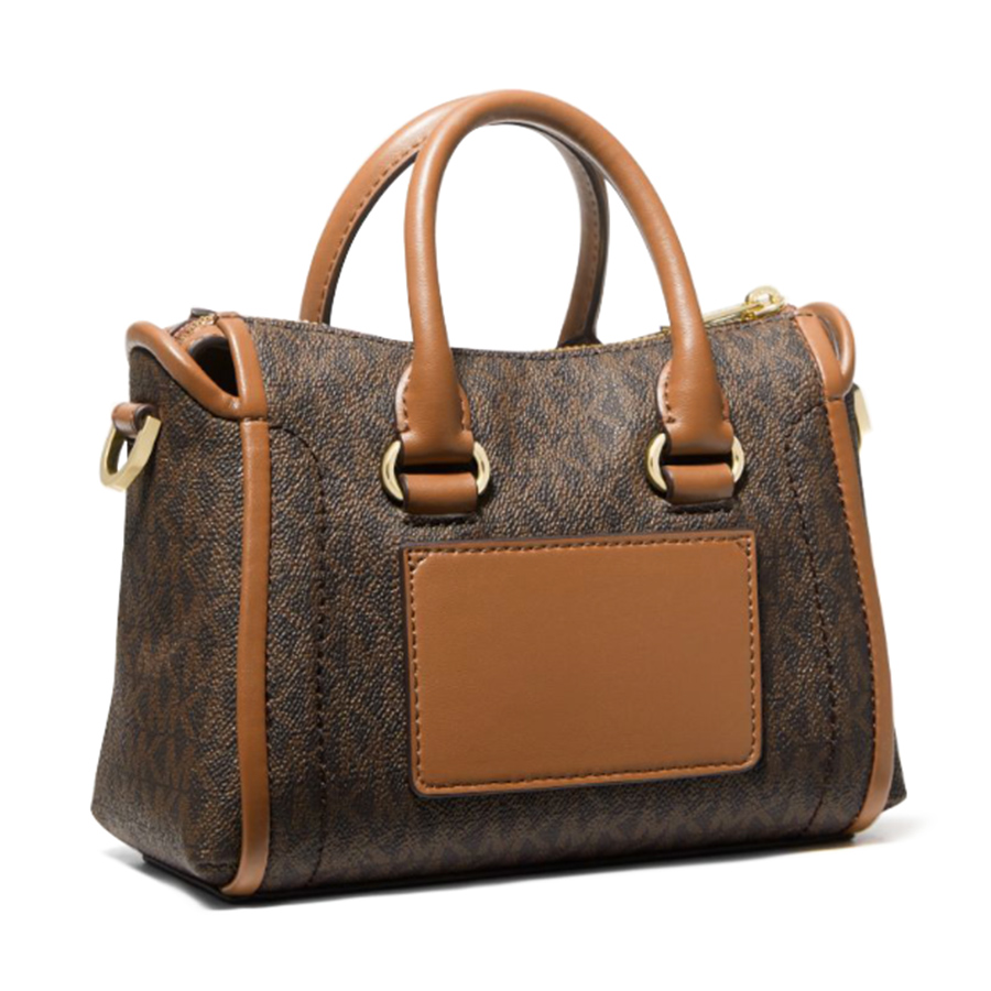 Túi Xách Tay Nữ Michael Kors MK Carine Extra-Small Logo Satchel Brown 35F2GCCC5B Màu Nâu