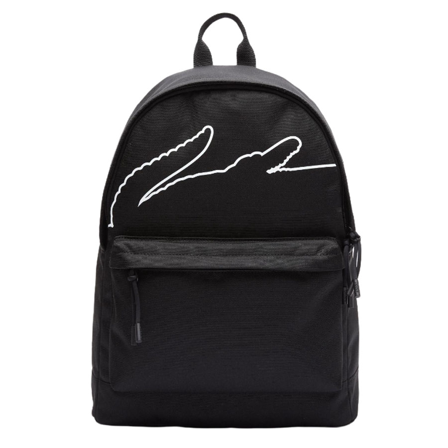 Balo Lacoste Unisex Crocodile Print Canvas Backpack Màu Đen