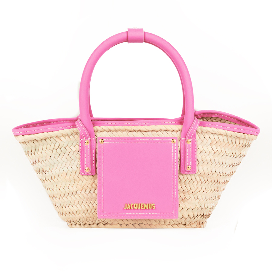 Túi Đeo Chéo Nữ Jacquemus Cói Le Petit Panier Soli Mini Beach Basket Bag Màu Be Hồng