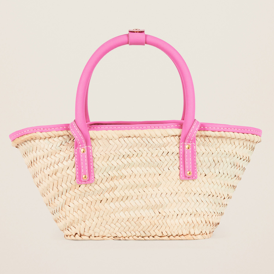 Túi Đeo Chéo Nữ Jacquemus Cói Le Petit Panier Soli Mini Beach Basket Bag Màu Be Hồng