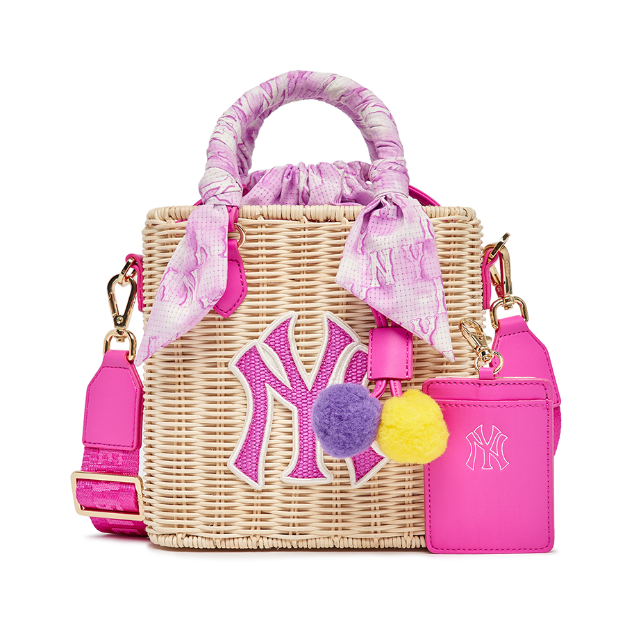 Túi Xách Tay Nữ MLB Basic Logo Bag New York Yankees 7ACRM0533 Màu Hồng