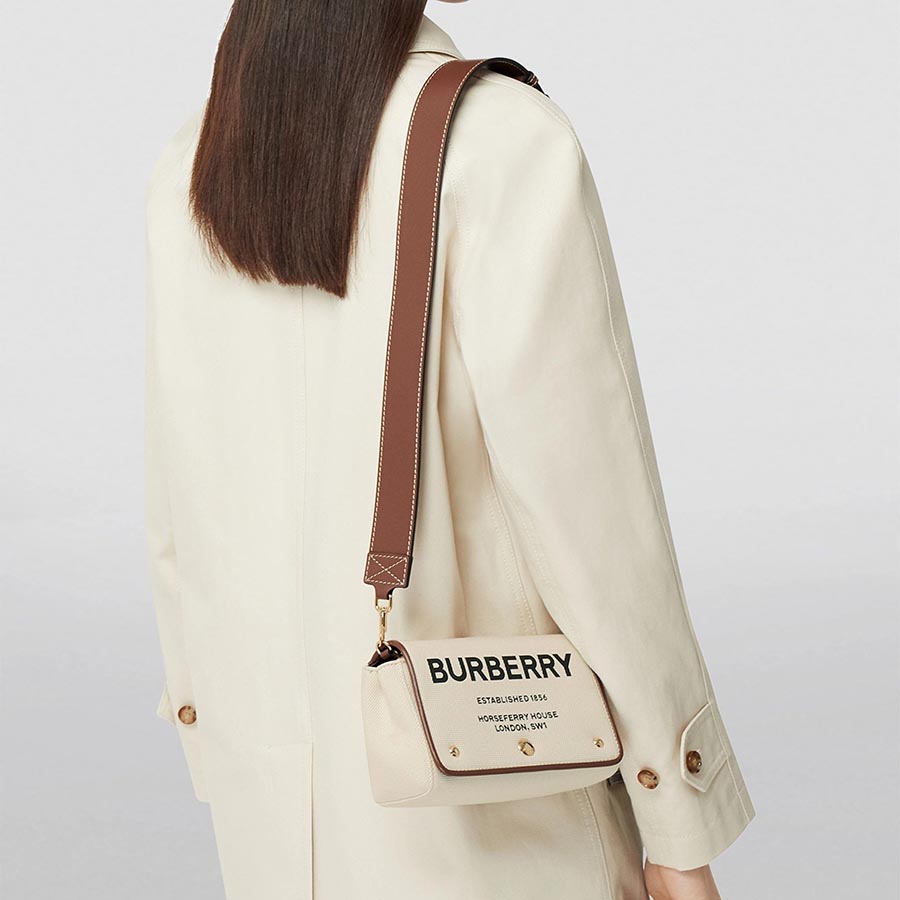 Túi Đeo Chéo Nữ Burberry Horseferry Print Note Cross-Body Bag Màu Trắng Kem