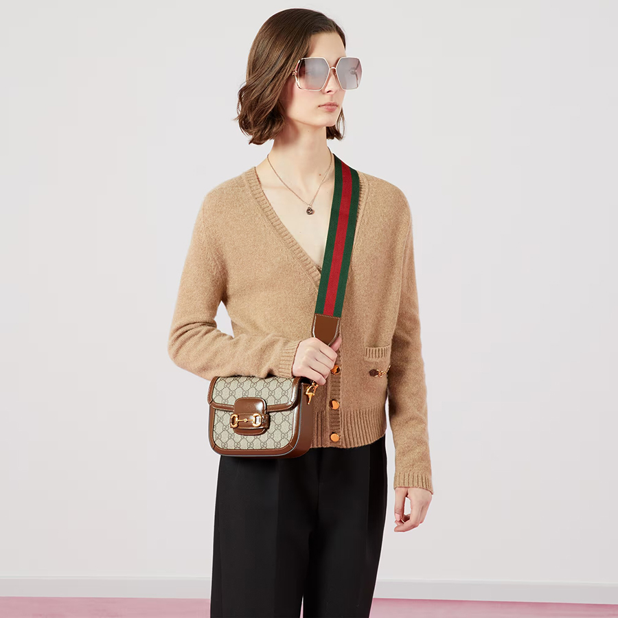 Túi Đeo Chéo Nữ Gucci Horsebit 1955 Mini Bag Màu Nâu