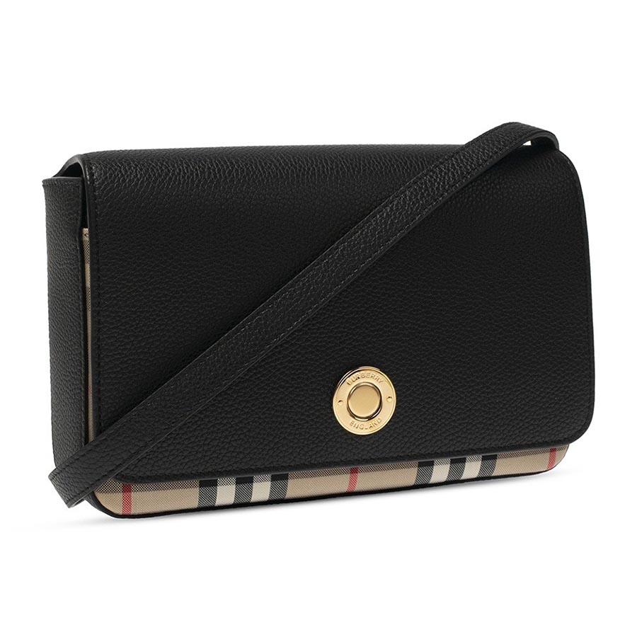 Túi Đeo Chéo Nữ Burberry Small Leather And Vintage Check Crossbody Bag Black 8023226 Màu Đen