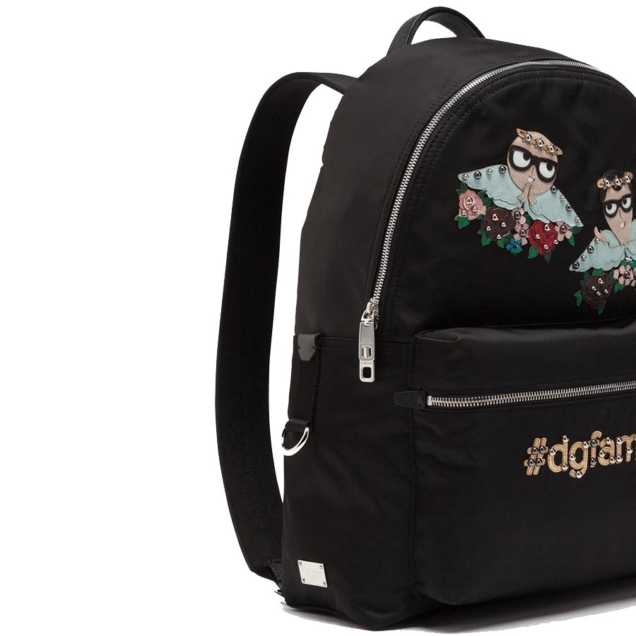 Balo Unisex Dolce & Gabbana D&G Vulcano Backpack In Nylon With Designers' Patches In Black Màu Đen