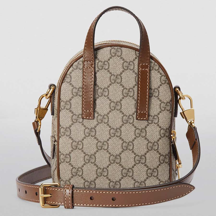 Balo Gucci Mini Canvas Interlocking G Backpack Màu Nâu