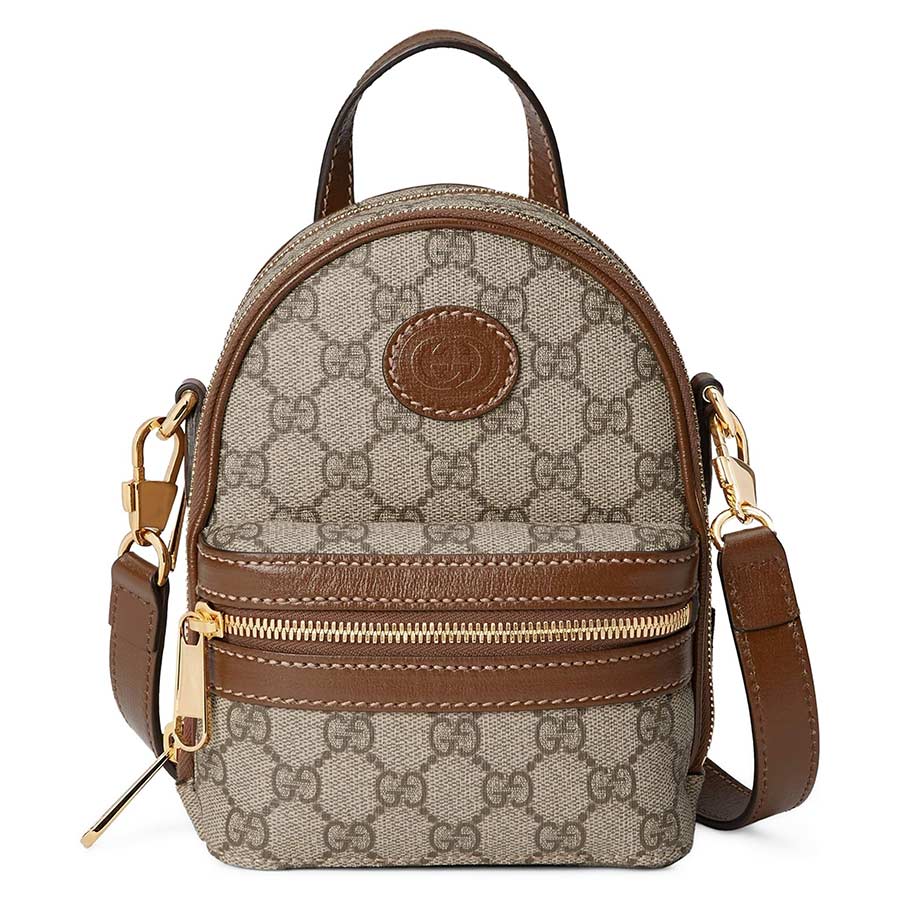 Balo Gucci Mini Canvas Interlocking G Backpack Màu Nâu