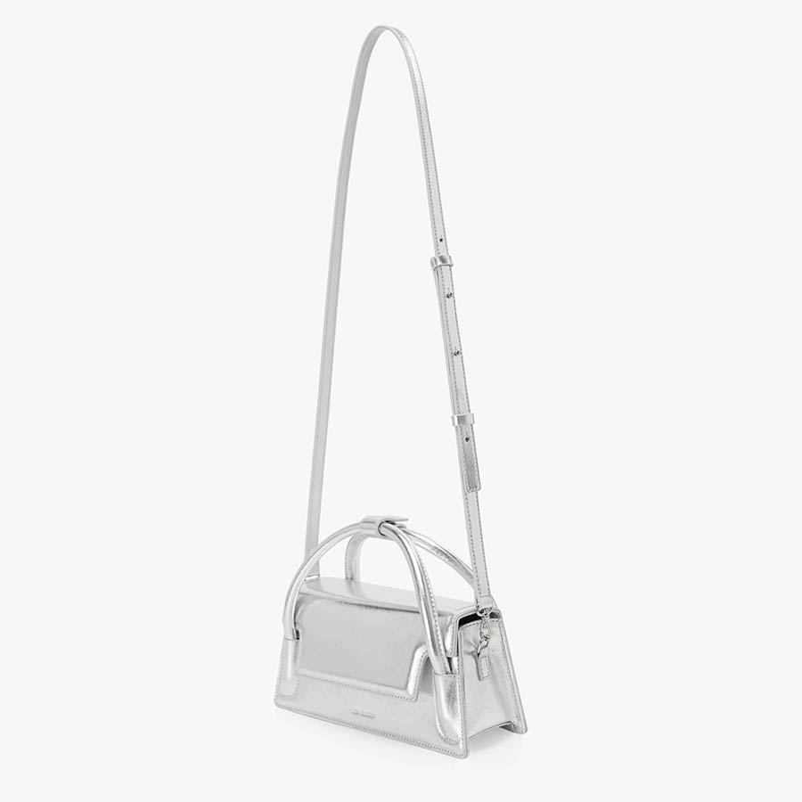 Túi Xách Tay Find Kapoor Marty Wedge Bag 22 Crinkled Silver Màu Bạc