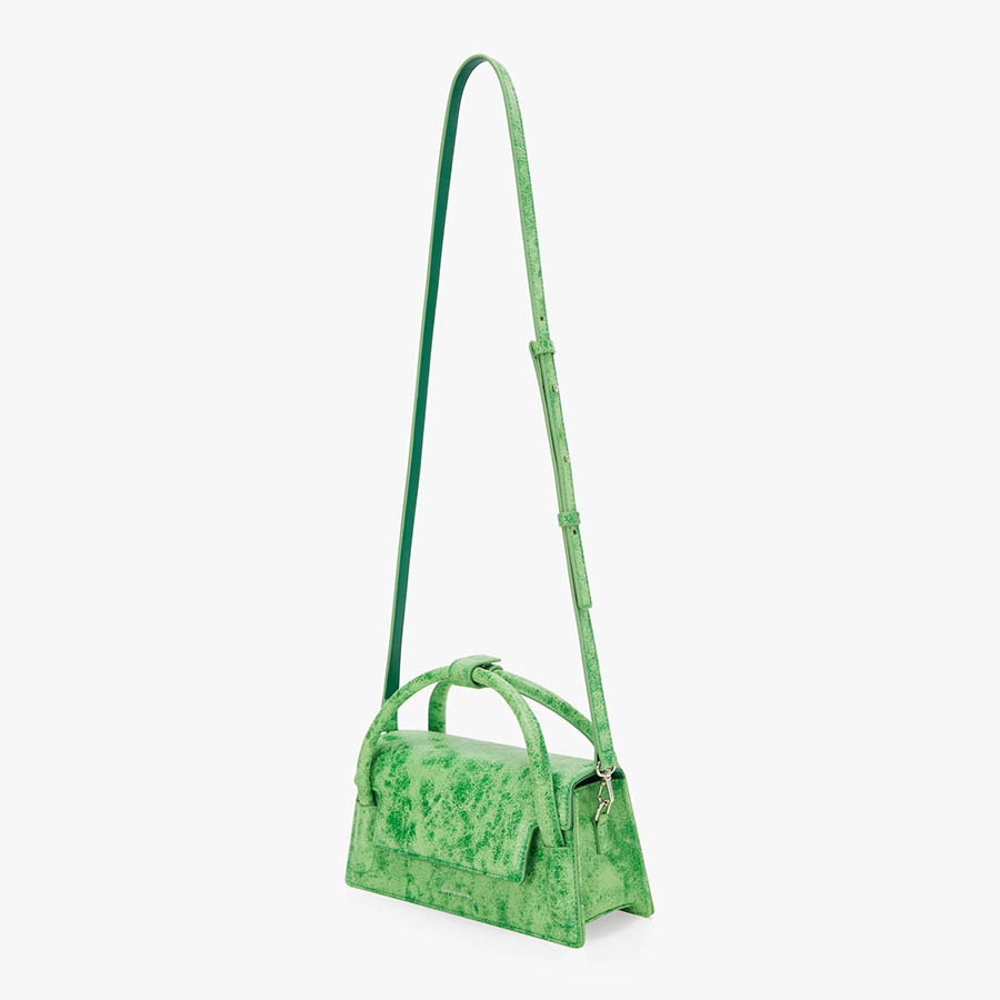 Túi Xách Tay Find Kapoor Marty Wedge Bag 22 Crinkled Cracked Màu Xanh Green