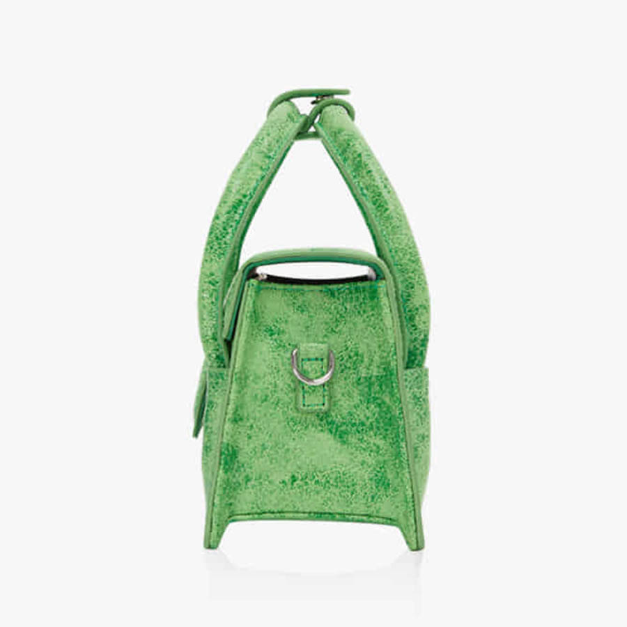 Túi Xách Tay Find Kapoor Marty Wedge Bag 22 Crinkled Cracked Màu Xanh Green