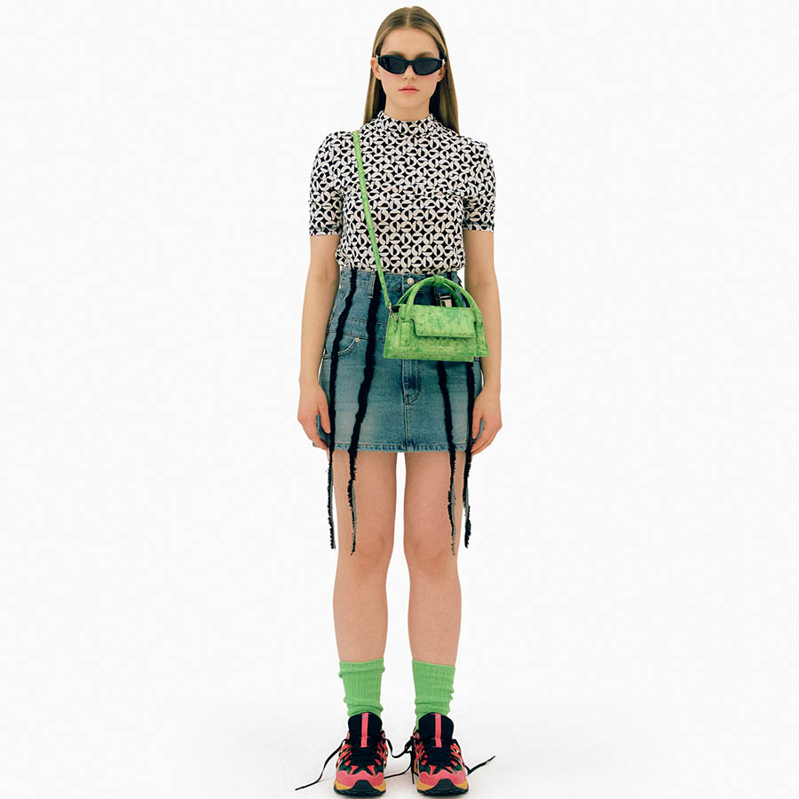 Túi Xách Tay Find Kapoor Marty Wedge Bag 22 Crinkled Cracked Màu Xanh Green