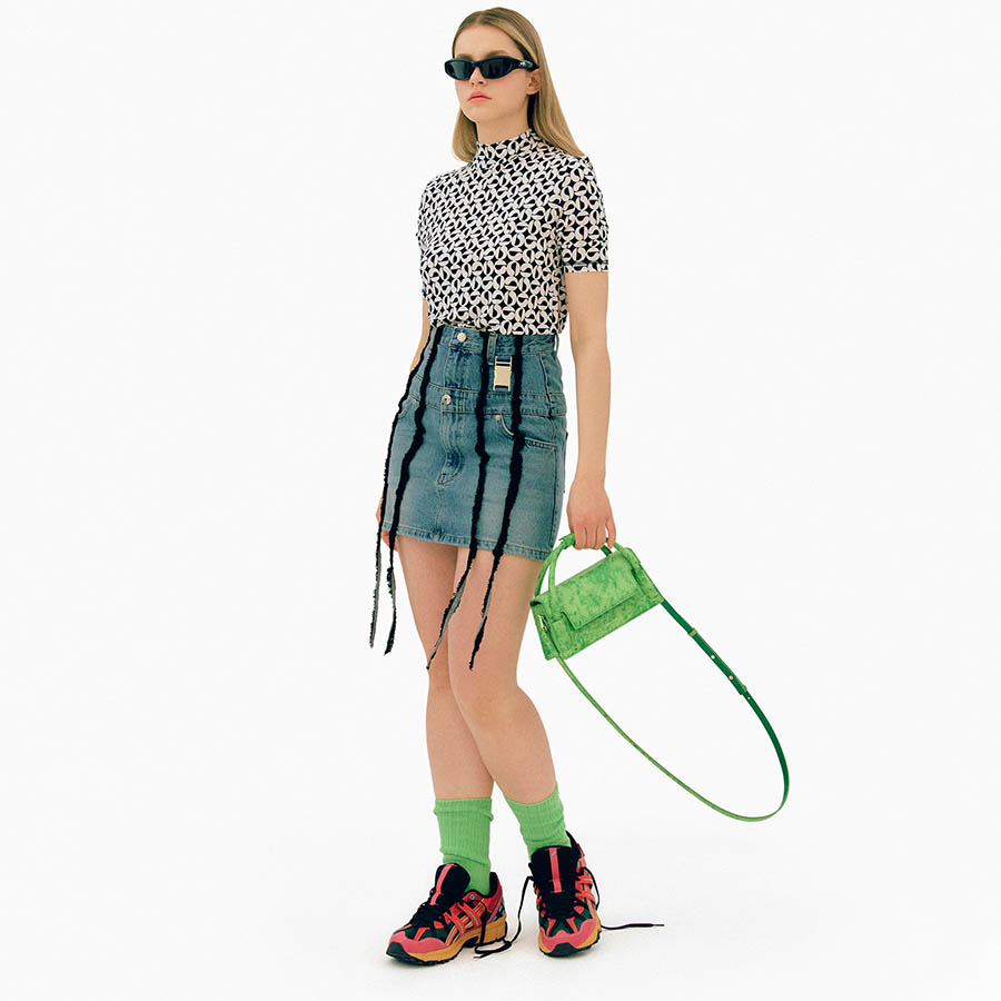 Túi Xách Tay Find Kapoor Marty Wedge Bag 22 Crinkled Cracked Màu Xanh Green
