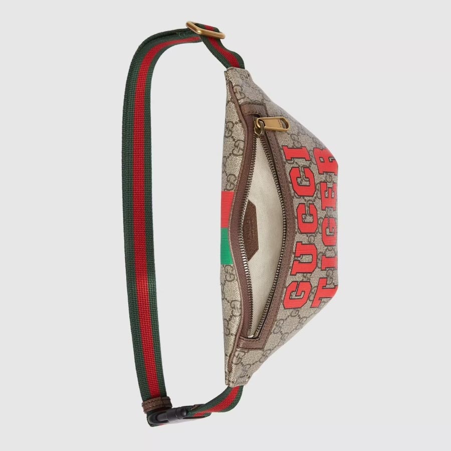 Túi Đeo Hông Gucci Tiger GG Belt Bag Beige And Red Leather Phối Màu