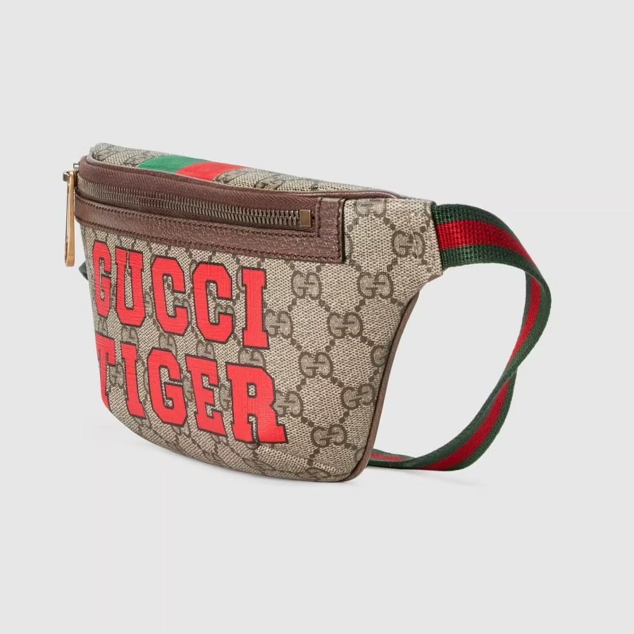 Túi Đeo Hông Gucci Tiger GG Belt Bag Beige And Red Leather Phối Màu