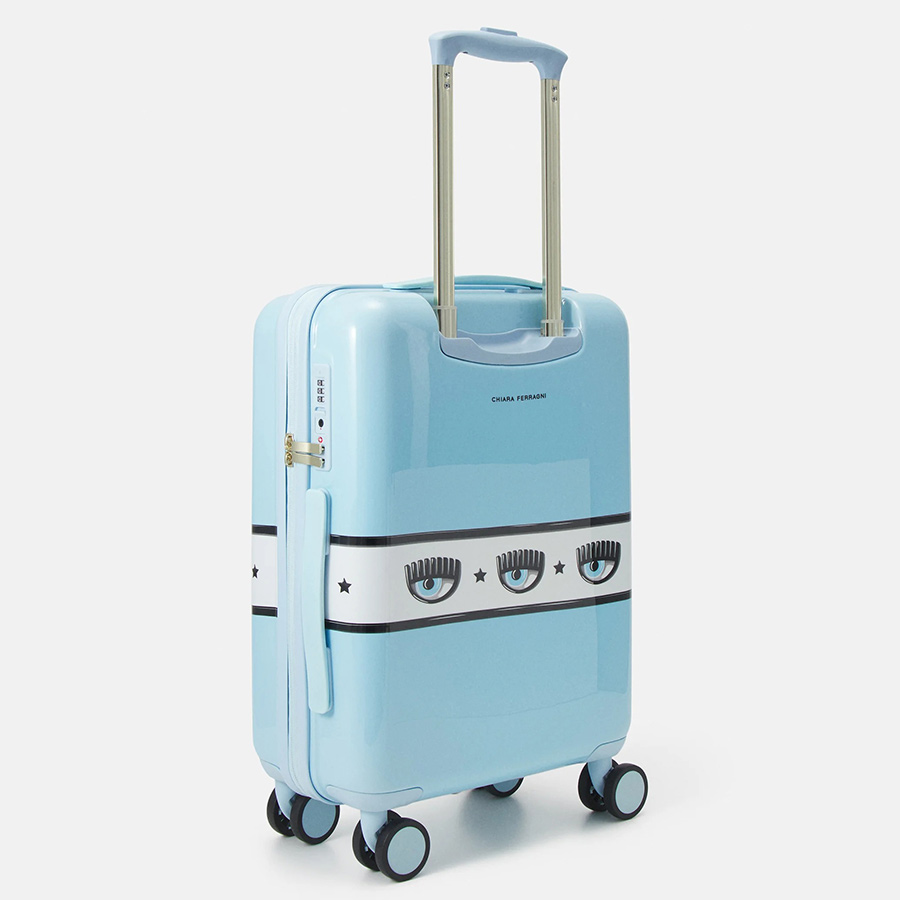 Vali Chiara Ferragni Logomania Hardshell Suitcase Màu Xanh Nhạt Size Cabin