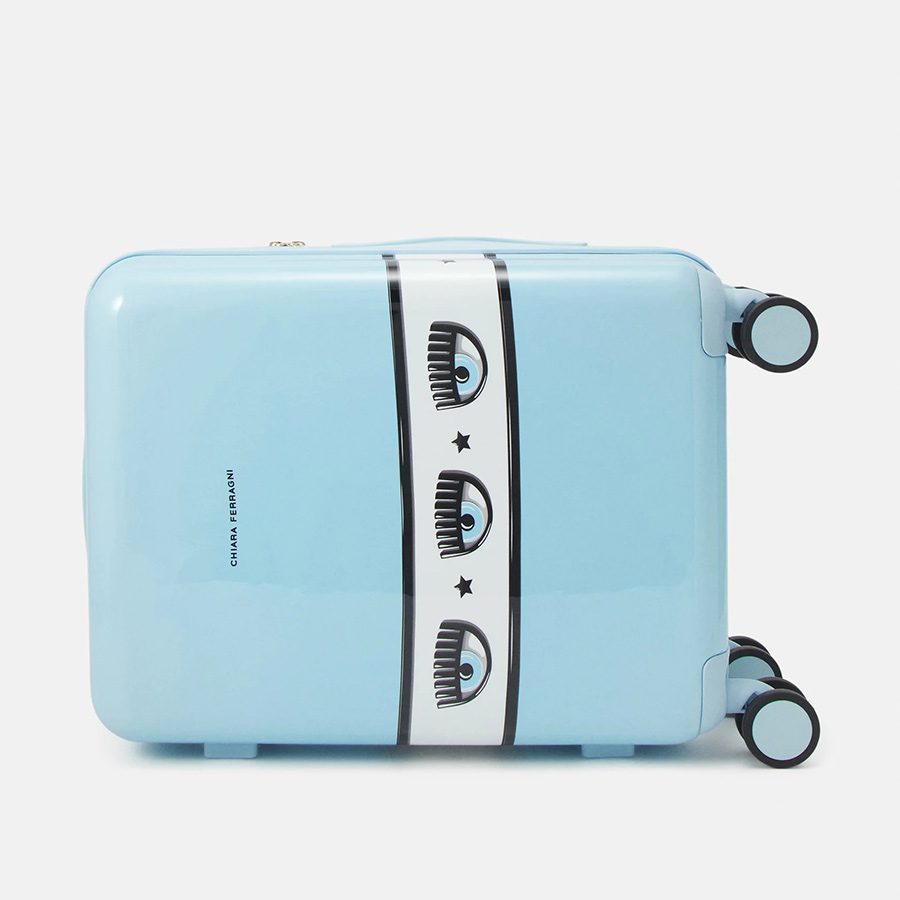 Vali Chiara Ferragni Logomania Hardshell Suitcase Màu Xanh Nhạt Size Cabin
