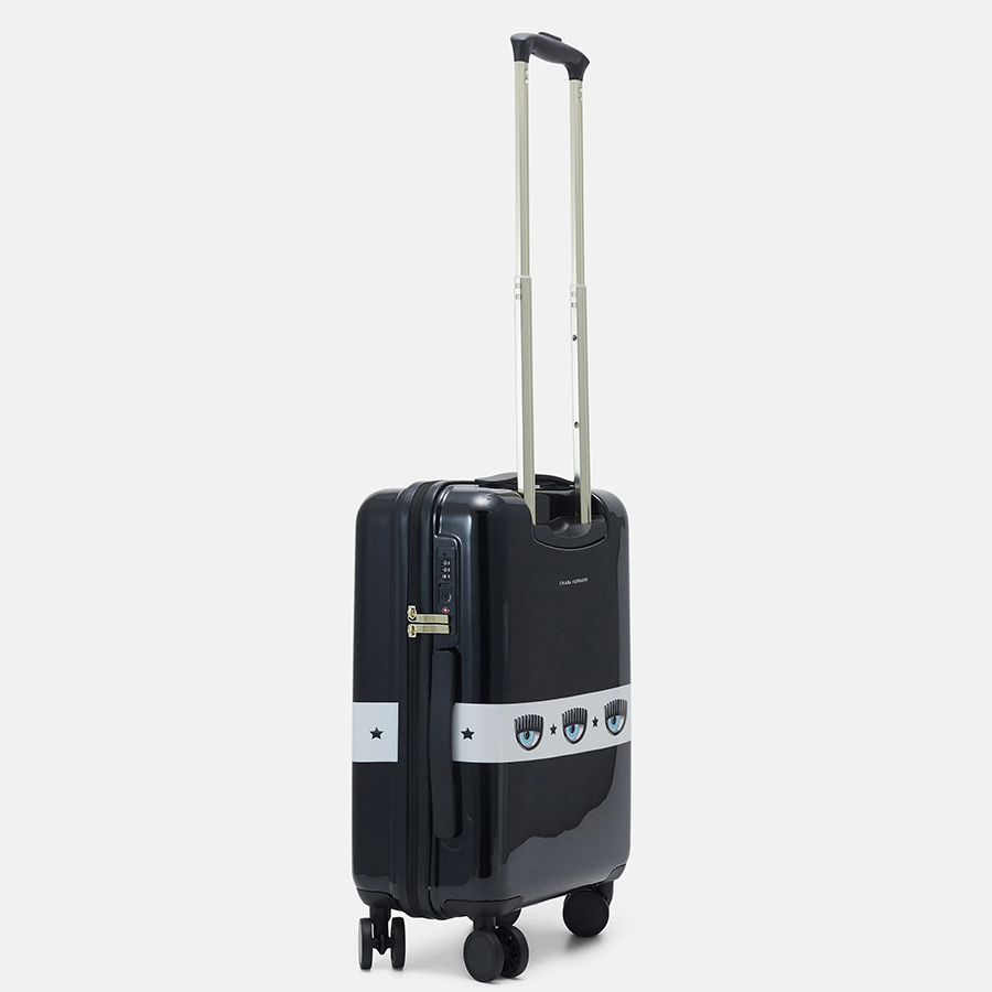 Vali Chiara Ferragni Logomania Hardshell Suitcase Màu Đen Size Cabin