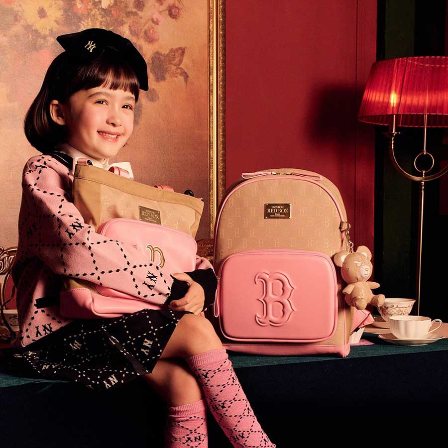 Balo Trẻ Em MLB Classic Monogram Boston Red Sox 7ABKM023N-43GOS Màu Be Hồng