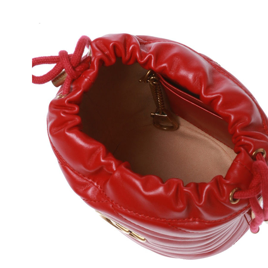 Túi Đeo Chéo Gucci  GG Marmont Mini Bucket Bag Màu Đỏ