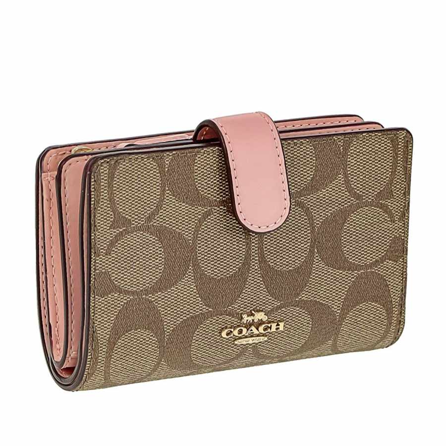 Ví Nữ Coach Signature Wallet Bifold 23553 IMPWD Màu Nâu - Hồng Nhạt