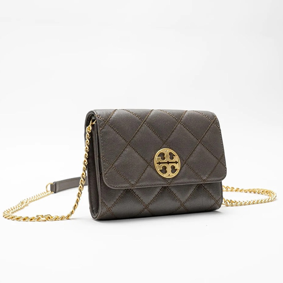 Túi Đeo Chéo Tory Burch Willa Women's Quilted Leather Crossbody Bag With Chain Màu Xám