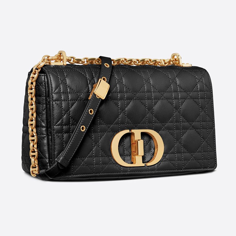 Túi Đeo Chéo Dior Medium Dior Caro Bag Black Supple Cannage Calfskin M9242UWHC_M900 Màu Đen Size 25