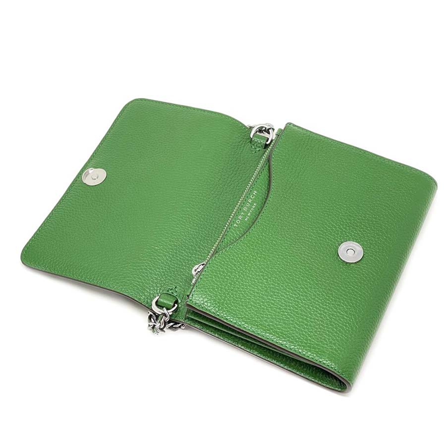 Túi Đeo Chéo Tory Burch Pebbled Leather Britten Chain Wallet Crossbody 80100 Màu Xanh Green