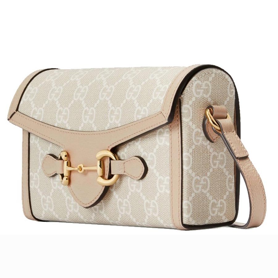 Túi Đeo Chéo Gucci Horsebit 1955 Mini Bag Họa Tiết GG Màu Be