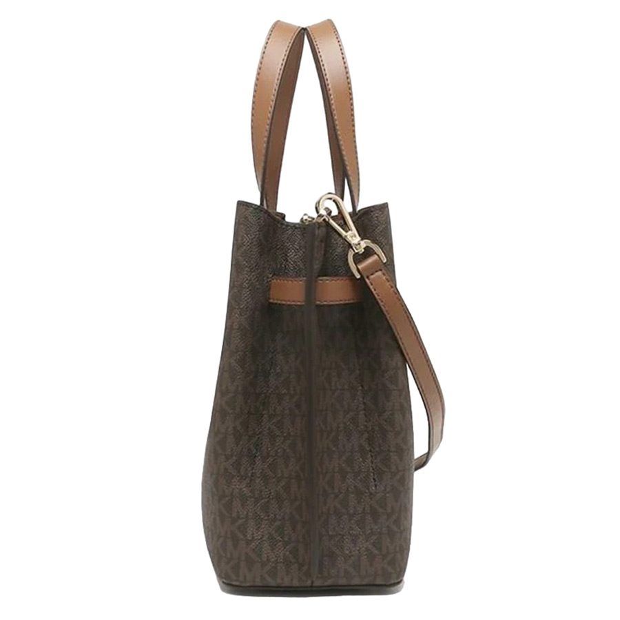 Túi Xách Michael Kors MK Emilia Large Logo Satchel Brown 35F0GU5S3B Màu Nâu Đen