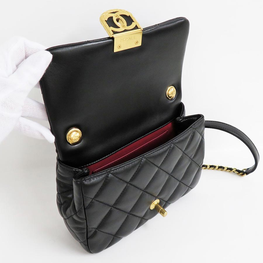 Túi Đeo Chéo Chanel Mini Flap Bag Lambskin Black Gold Hardware AS3473 Matelasse Chain Shoulder Màu Đen
