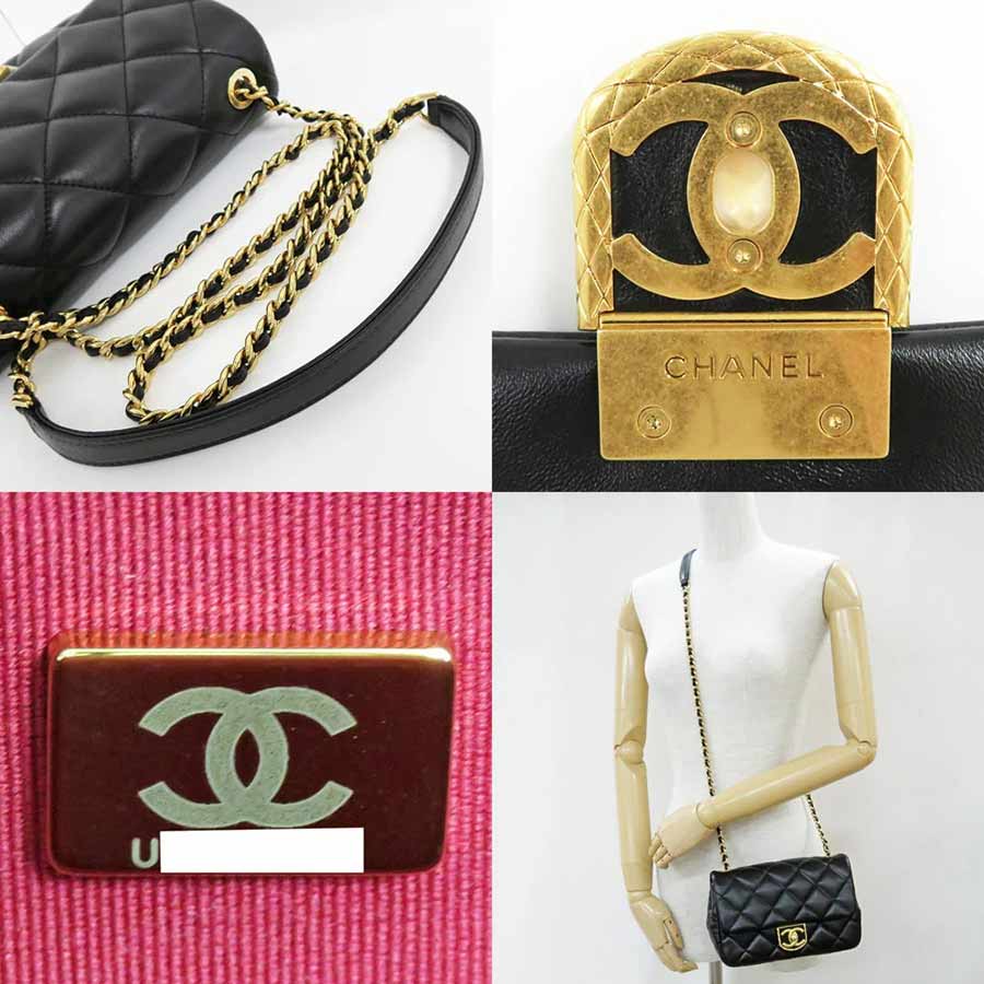 Túi Đeo Chéo Chanel Mini Flap Bag Lambskin Black Gold Hardware AS3473 Matelasse Chain Shoulder Màu Đen