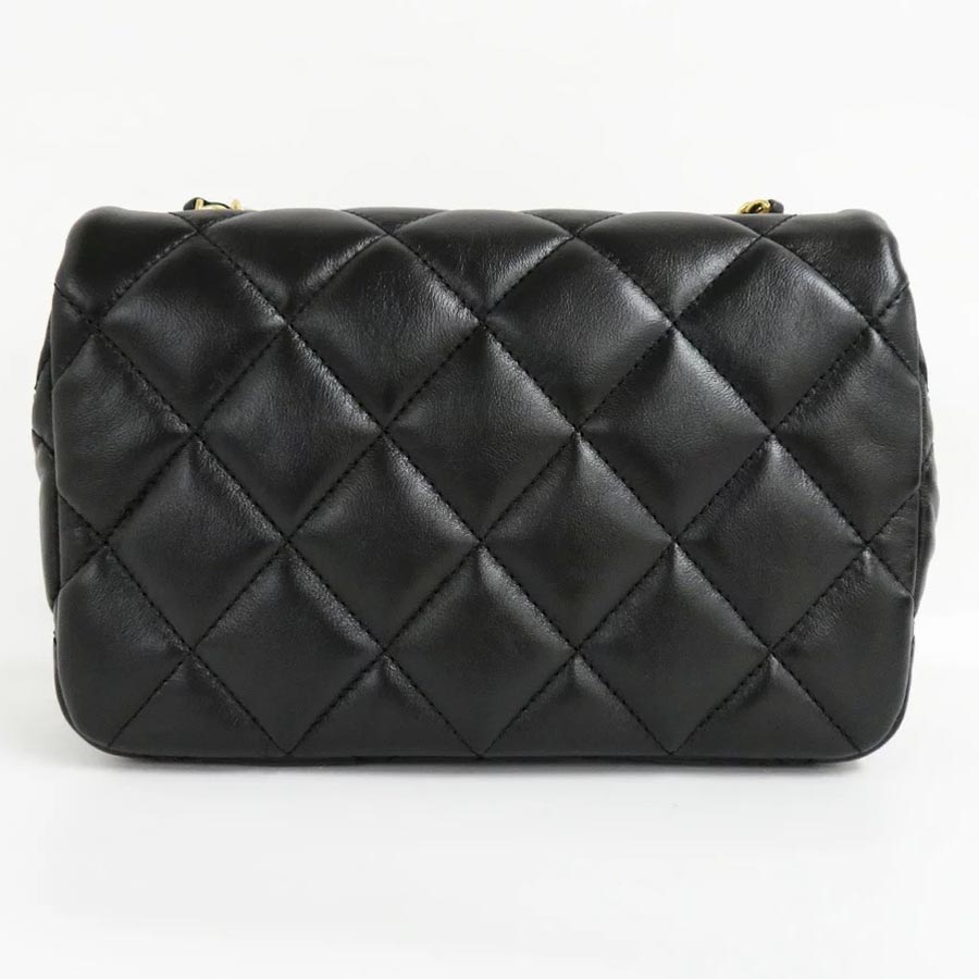 Túi Đeo Chéo Chanel Mini Flap Bag Lambskin Black Gold Hardware AS3473 Matelasse Chain Shoulder Màu Đen