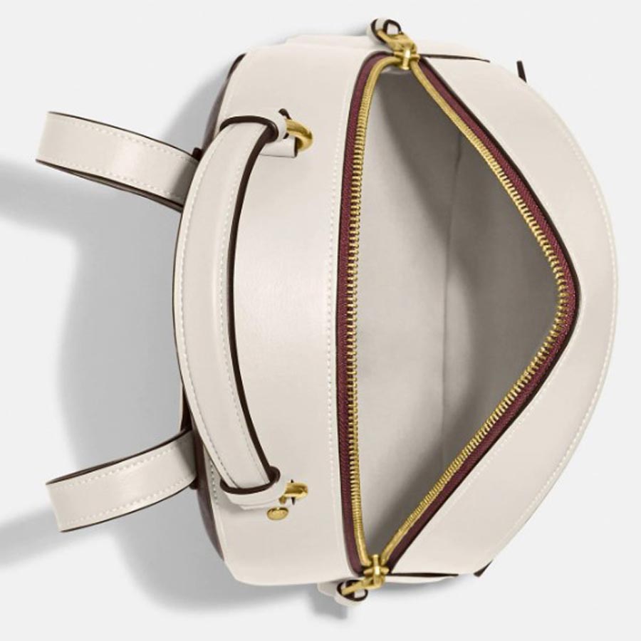Balo Coach Jordyn Backpack In Signature Canvas With Varsity Motif Màu Nâu - Trắng